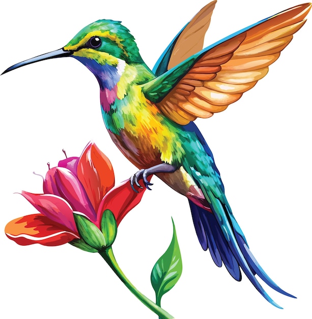 Ein lebendiger Aquarell-Clip von Kolibri erweckt die Natur zum Leben