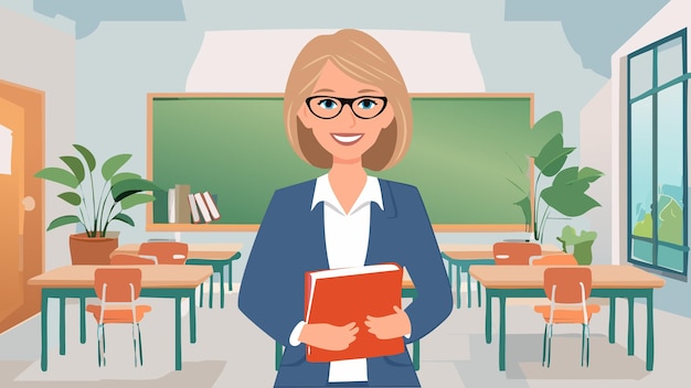 Ein Lehrer hält ein Buch mit einem warmen, freundlichen Lächeln