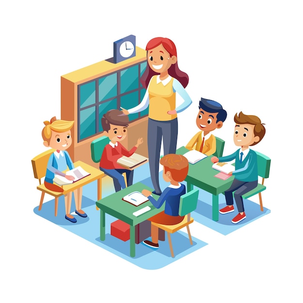 Ein Lehrer unterrichtet im Klassenzimmer Vektor-Illustration