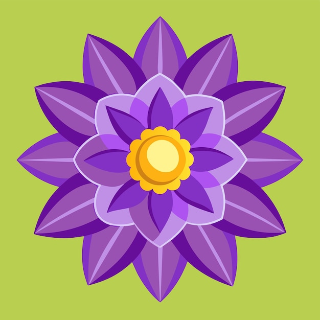 Ein lila blumenbild mit einem gelben mittelpunkt