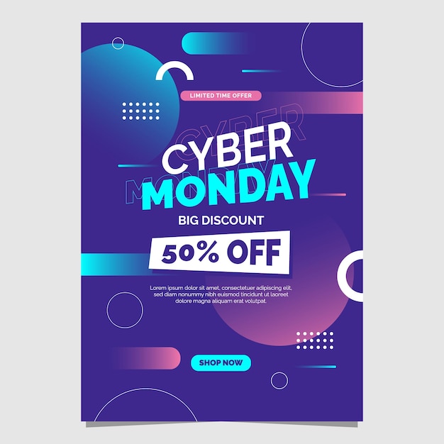 ein lila Plakat mit dem Aufschlag Cyber Monday Sale