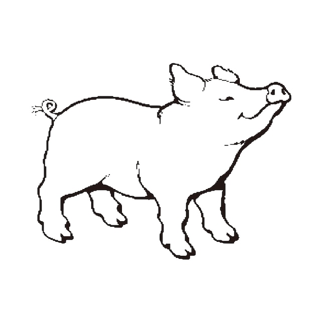 Vektor ein line-art-bild von schwein