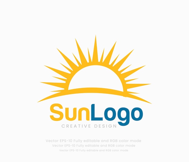 Ein logo, das sonne und sonne sagt, ist ein kreatives design.