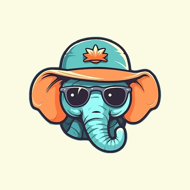 Ein Logo eines Elefanten mit Brille und Hut im E-Sport-Illustrationsstil