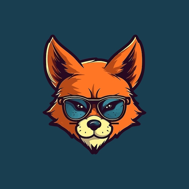 Ein logo eines fuchses mit brille im e-sport-illustrationsstil