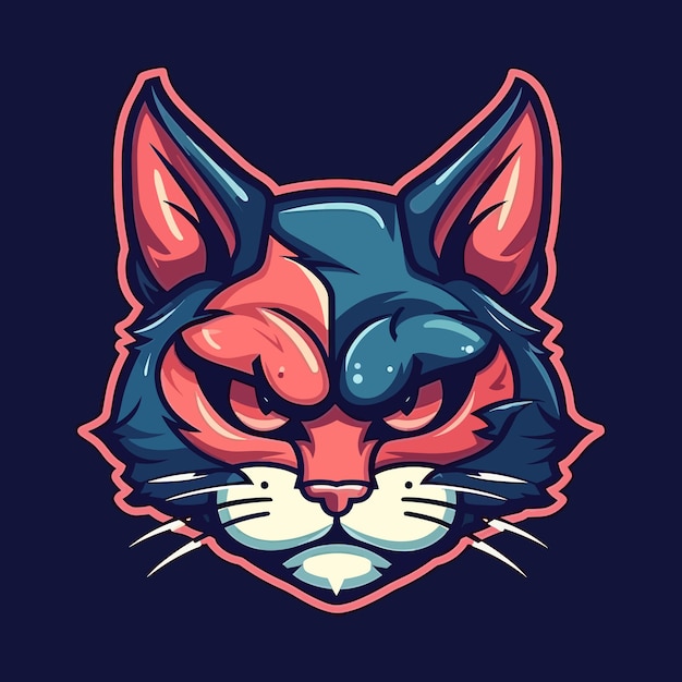 Ein Logo eines Katzenkopfes im E-Sport-Illustrationsstil Vector