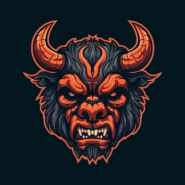 Ein Logo eines wütenden roten Teufelskopfes im E-Sport-Illustrationsstil