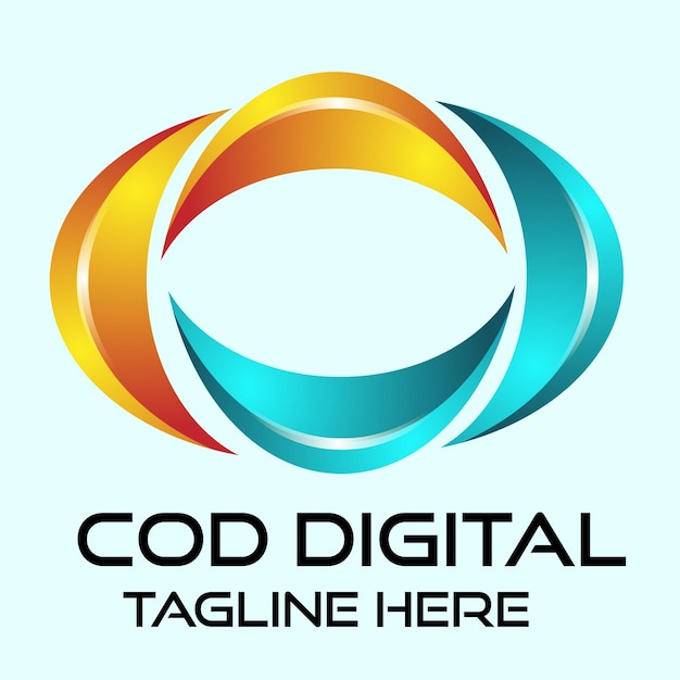 Ein logo für cod digital mit einem kreis in der mitte