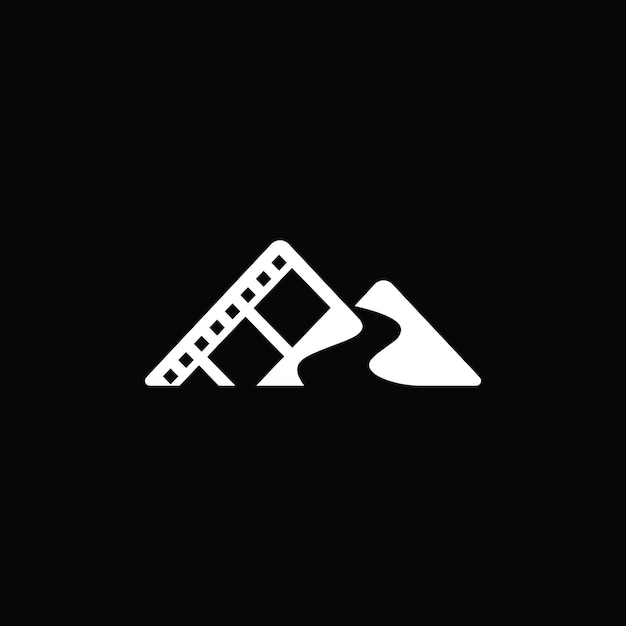 Ein logo für die filmindustrie. mit einem bergsymbol und einer filmrolle