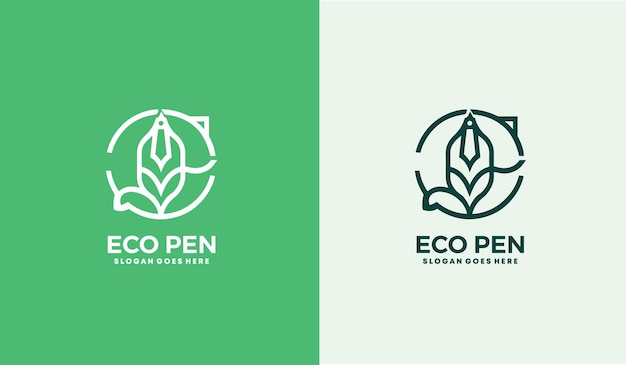 Ein logo für einen eco-stift auf grünem hintergrund