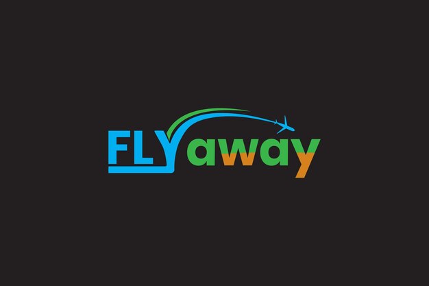 Ein logo für fly away auf schwarzem hintergrund