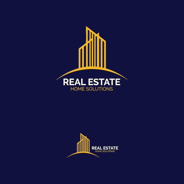 ein Logo für Immobilien wird auf blauem Hintergrund angezeigt