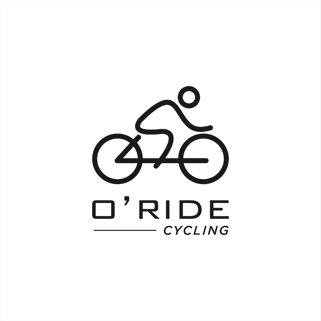 Ein logo für o radfahren mit einem mann auf dem fahrrad.