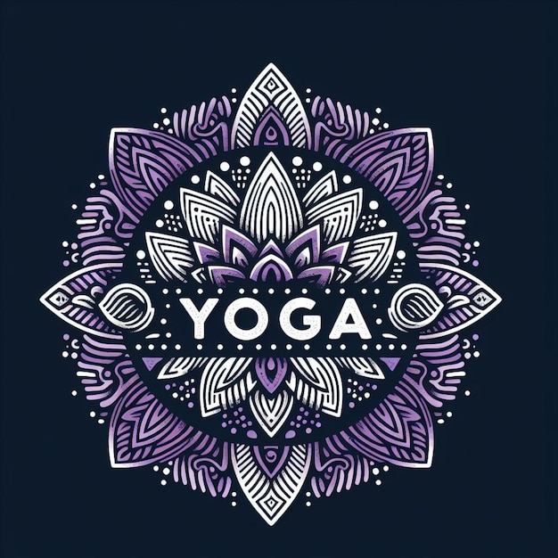 Vektor ein logo für yoga ist auf einem schwarzen hintergrund geschrieben