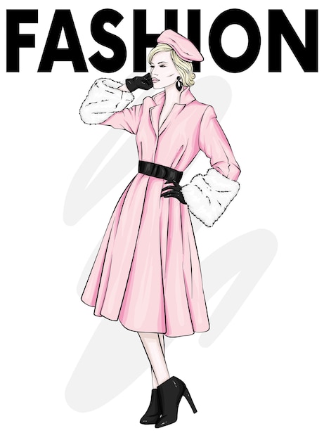 Vektor ein mädchen in einem schönen vintage-kleid vektor-illustration kleidung und accessoires vintage