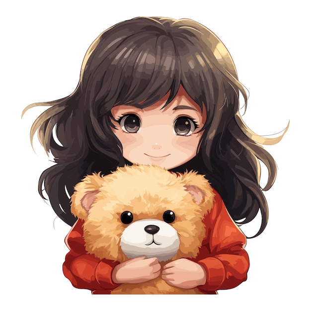 Ein Mädchen mit einem Teddybären im Arm
