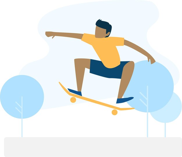 ein Mann auf einem Skateboard mit blauen Kreisen im Hintergrund