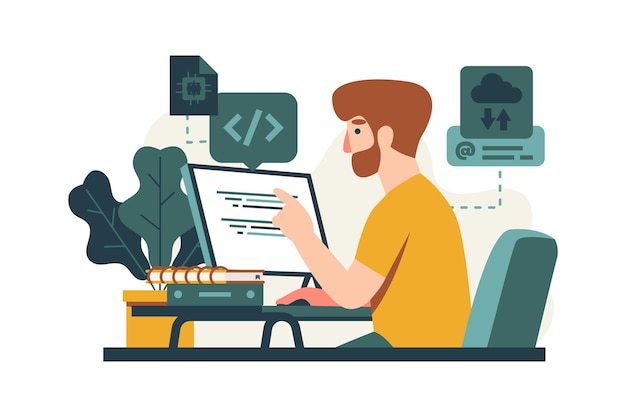 Ein Mann, der eine Programmiersprache lernt