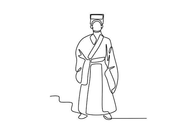 Vektor ein mann, der hanfu-kleidung trägt, chinesische traditionelle mode online-zeichnung