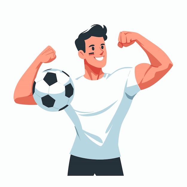 ein Mann, der seinen Körper und Ball-Vektor-Illustrationen auf weißem Hintergrund zeigt