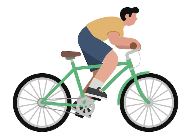 Ein Mann fährt auf einem grünen Fahrrad