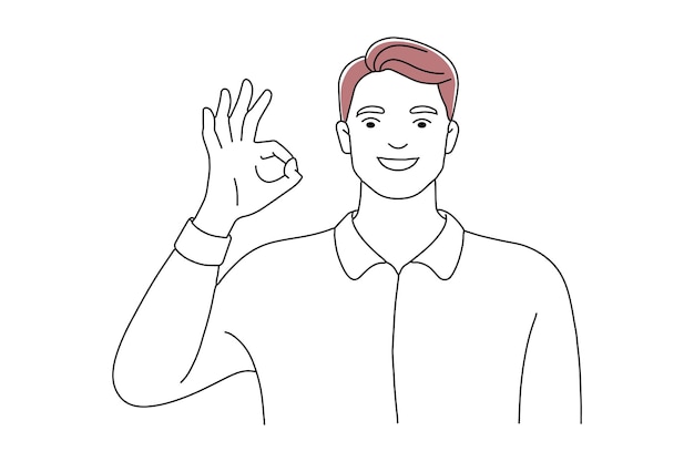 Ein Mann macht mit den Händen eine OK-Geste, die eine positive Bestätigung oder Zustimmung vermittelt