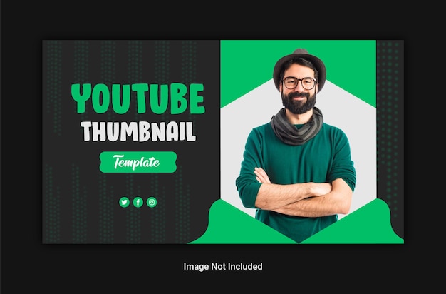 Vektor ein mann mit bart und brille mit grünem hintergrund, auf dem youtube-thumbnail steht.