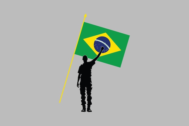 Ein Mann mit brasilianischer Flagge EPS-Vektorillustration der brasilianischen Nationalflagge