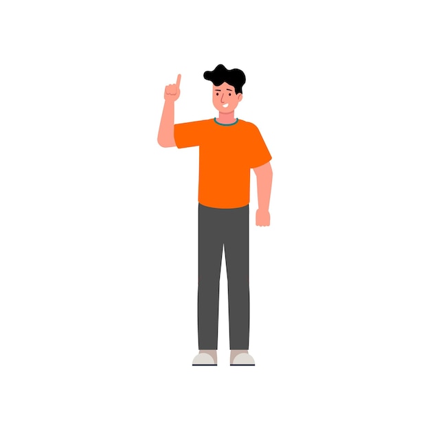 ein Mann mit einem orangefarbenen Hemd, auf dem steht Do not touch