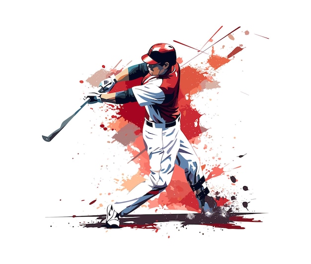 Ein mann schlägt baseball-vektor-illustration