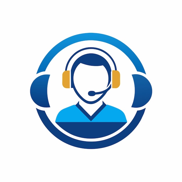 Ein Mann trägt Kopfhörer und ein Headset Minimal-Logo mit IT-Support-Diensten minimalistisches einfaches modernes Vektor-Logo-Design