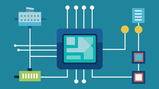 Vektor ein mikrochip, der durch einen ki-algorithmus in einer fertigungsmaschine programmiert wird, um eine genaue und