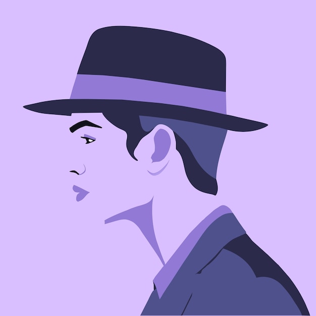 Ein modischer Mann, der einen Hut trägt, zeichnet eine Vektorillustration Generative Ai