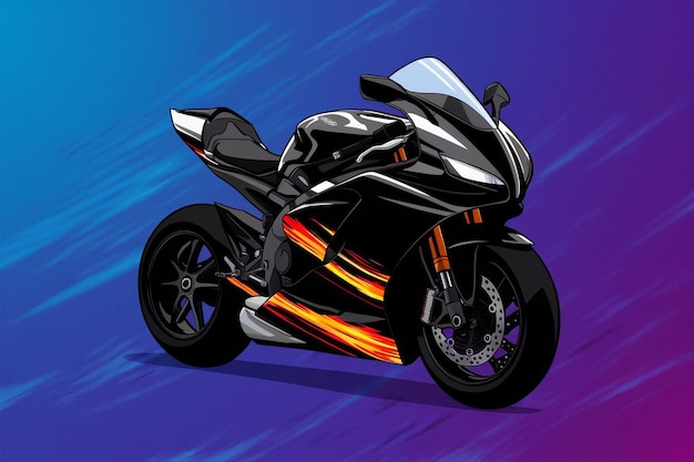 ein Motorrad mit einem Bild eines Motorrads mit dem Wort  das Wort  darauf