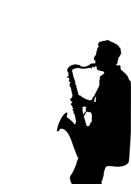 Ein musiker mit saxophon-silhouettenvektor