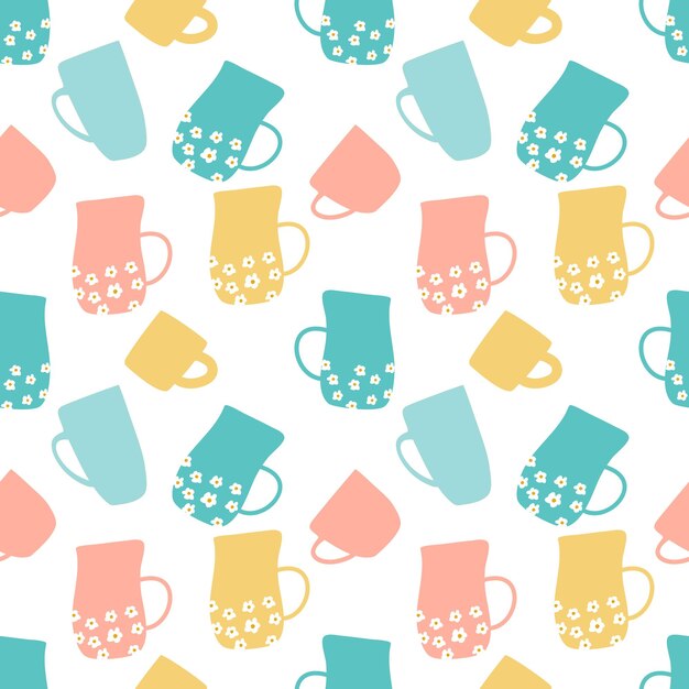 Ein Muster mit Tassen und dem Wort Kaffee auf der Unterseite.