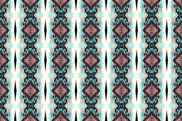 Ein nahtloses Mustergeometrischer tribalgeometrischer Batik-Ikataztec-Stilethnisches Boho-nahtloses Muster