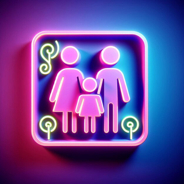 ein Neonschild, auf dem steht: Familie in Neon