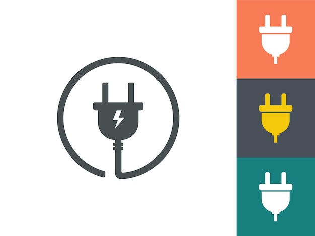 Ein Netzstecker-Symbol mit einem Stecker in der Mitte Elektrischer Stecker-Symbol Vektor flaches Design-Stil