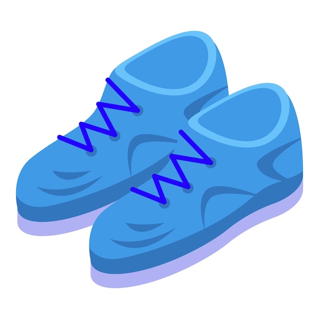 Ein Paar blaue Sneakers mit blauen Schnürsenkeln isometrische Illustration