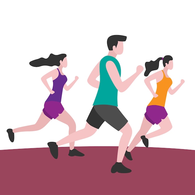 Ein Paar, das morgens zusammen Joggen genießt Vektorillustration