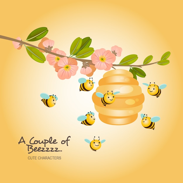 Ein Paar der Bienen-Charakter-Illustration