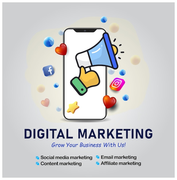 ein Plakat mit dem Satz Digital Marketing