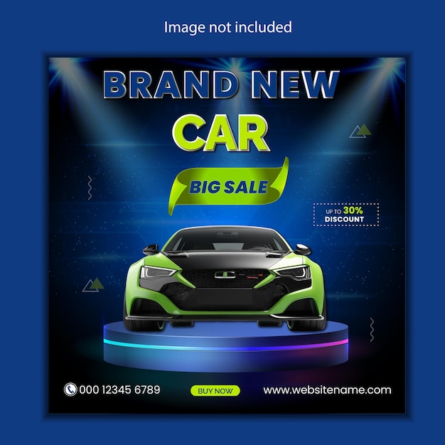 ein Poster einer Automobilmarke, auf dem steht, dass es brandneu ist