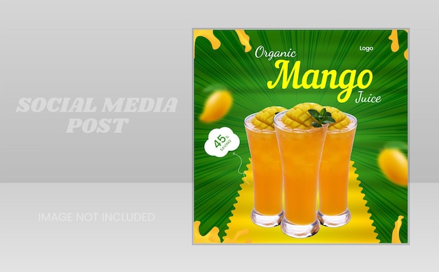 Ein Poster für ein Bio-Getränk mit Mangogeschmack.