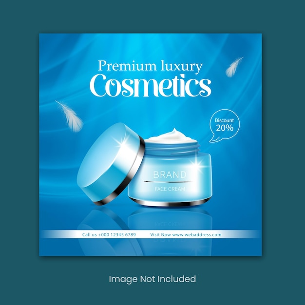 Ein Poster für ein Schönheitsprodukt namens Premium Luxury Cosmetics.