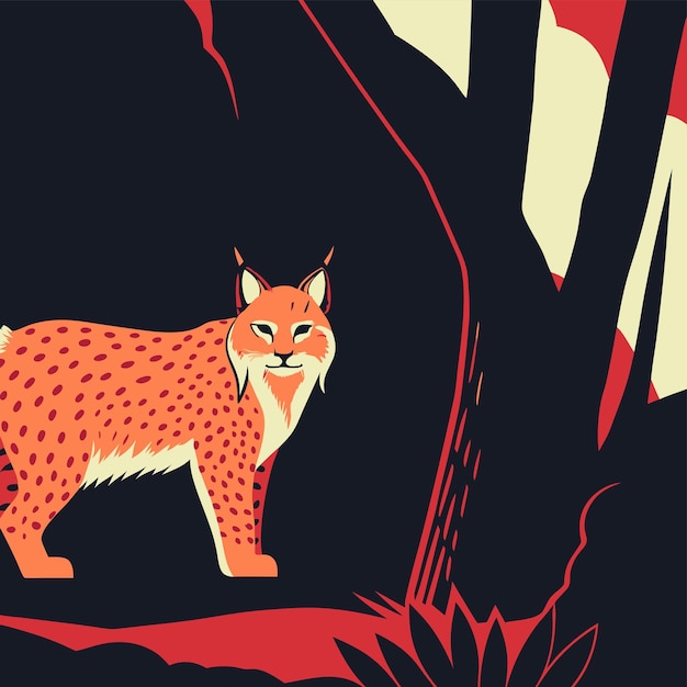 ein Poster für einen Leoparden mit rotem Hintergrund mit rotem und schwarzem Hintergrund