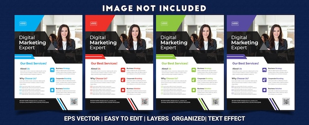 Vektor ein poster für experten für digitales marketing zeigt eine frau und einen mann mit grünem und rotem hintergrund.