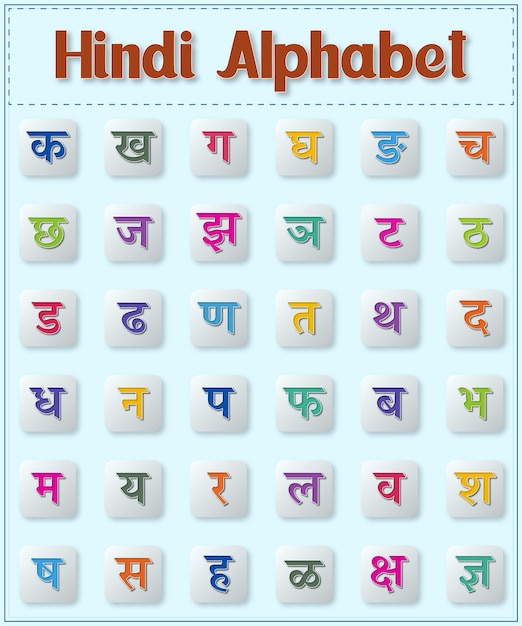 Vektor ein poster für hindi-alphabet mit den wörtern hindi-alphabet darauf