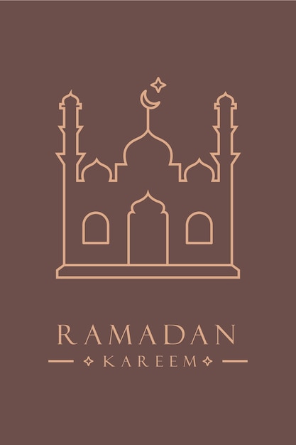 Vektor ein poster für ramadan mit einer moschee und einem stern auf braunem hintergrund